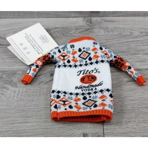 Tito’s Handmade Vodka Mini Ugly Sweater Bottle Cover Collectible Koozie Bottle - Picture 3 of 3